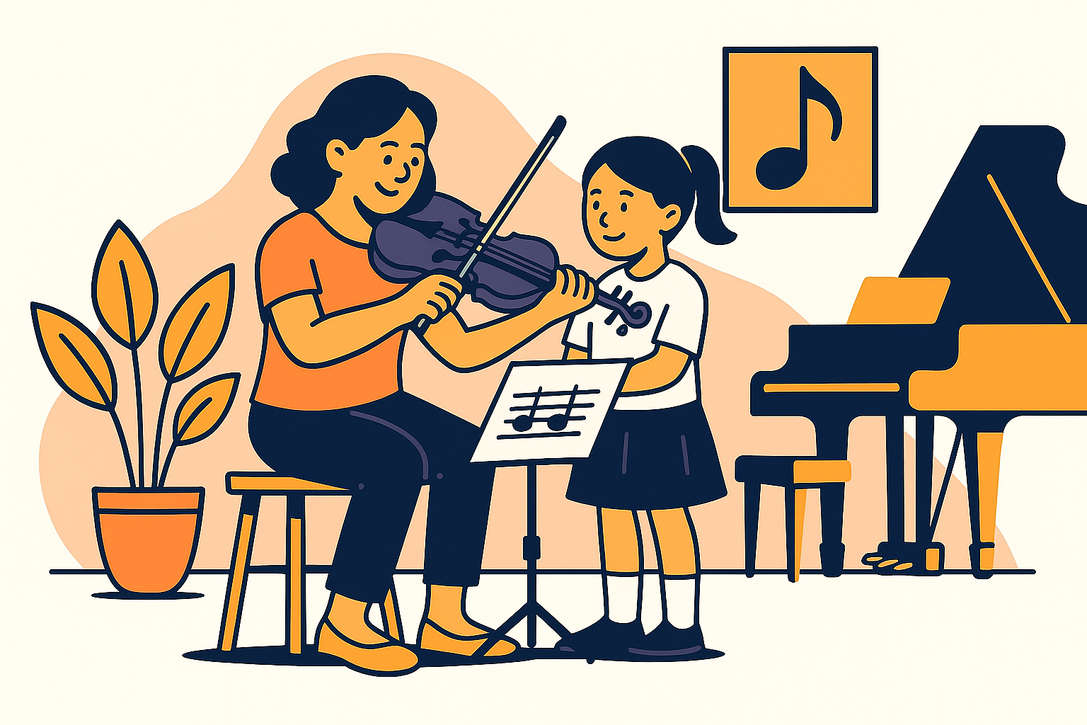 Music teacher and student in studio